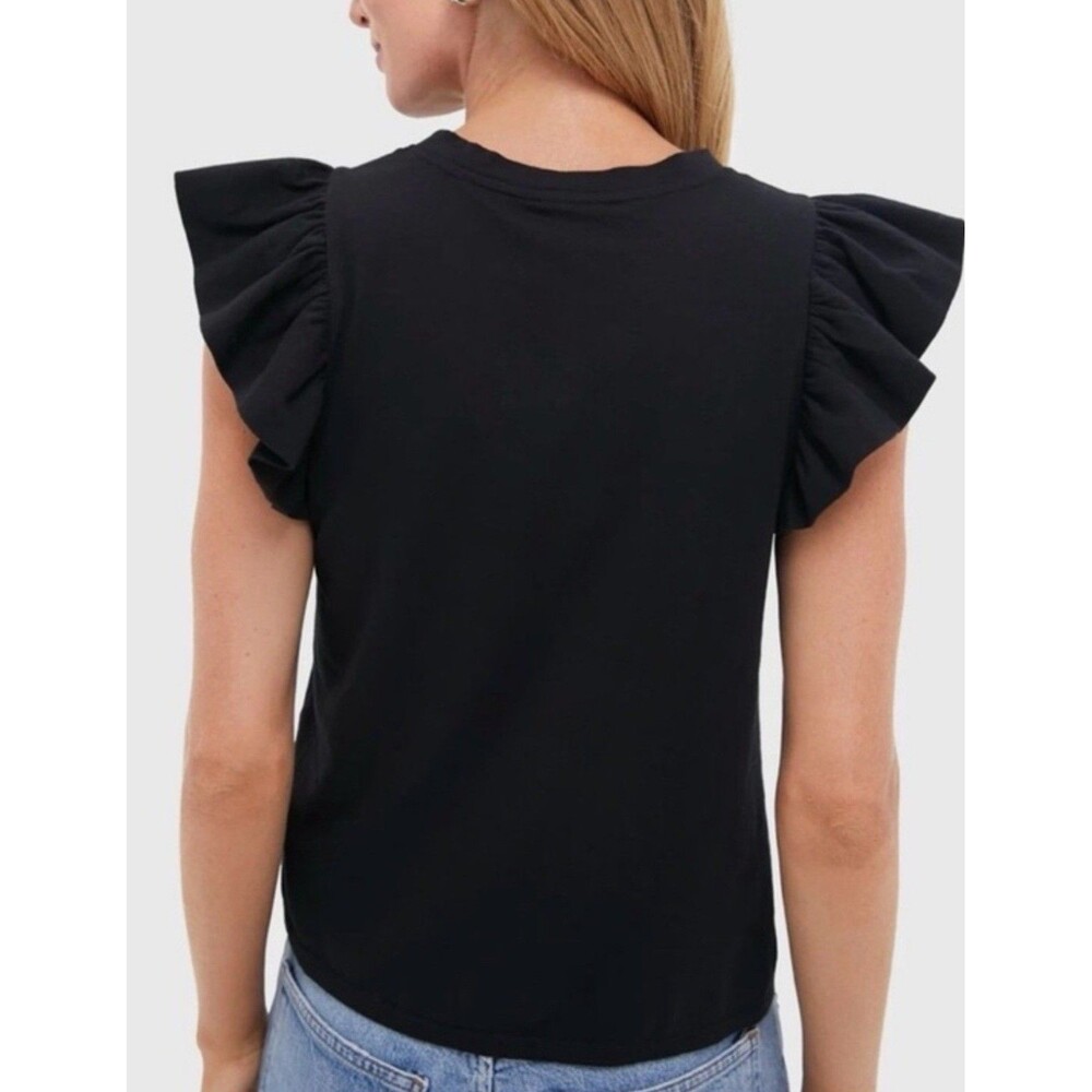 TUCKERNUCK Light Pink Kaia Flutter Ruffle Sleeve Tee Shirt Medium Cotton - Picture 8 of 10
